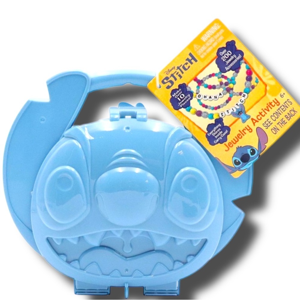 Disney Stitch Jewelry Activity Case Bead Kit NWT Blue Storage Box